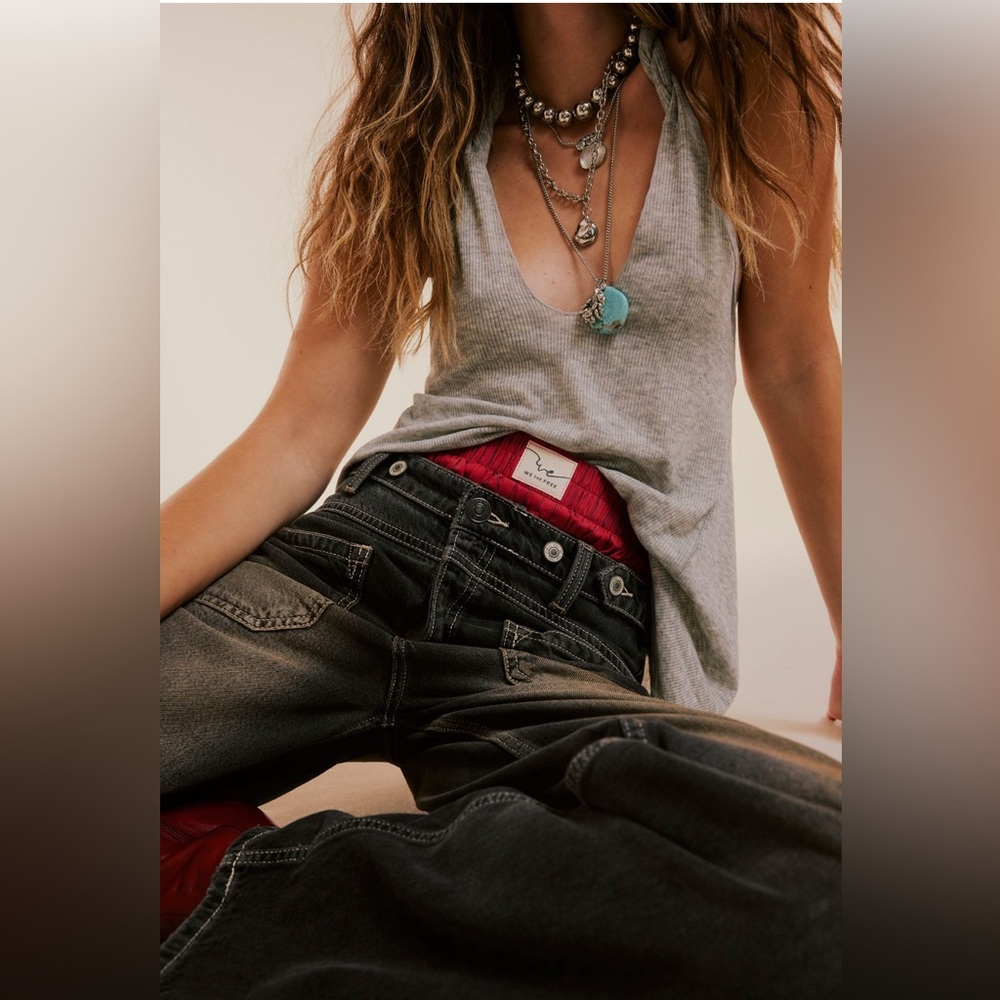 NWT We The Free Palmer Cuffed Jeans in Chalkboard